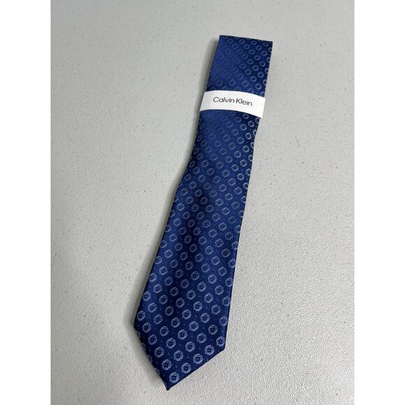 Calvin Klein Blue Floral Pattern Silk Blend Slim Designer Tie NWT - Picture 3 of 7